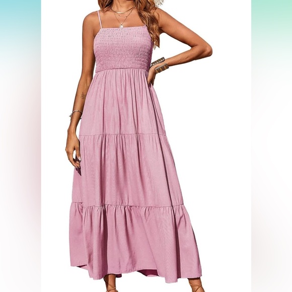 Maxi Dress Sleeveless Spaghetti Strap Smocked Tiered Dresses - Picture 1 of 2